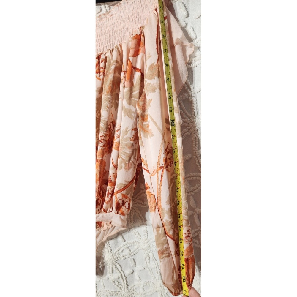 Free People Bodysuit Womens S Coral Lotus Flora Dressy Going Out Feminine Ruffle - Picture 10 of 11